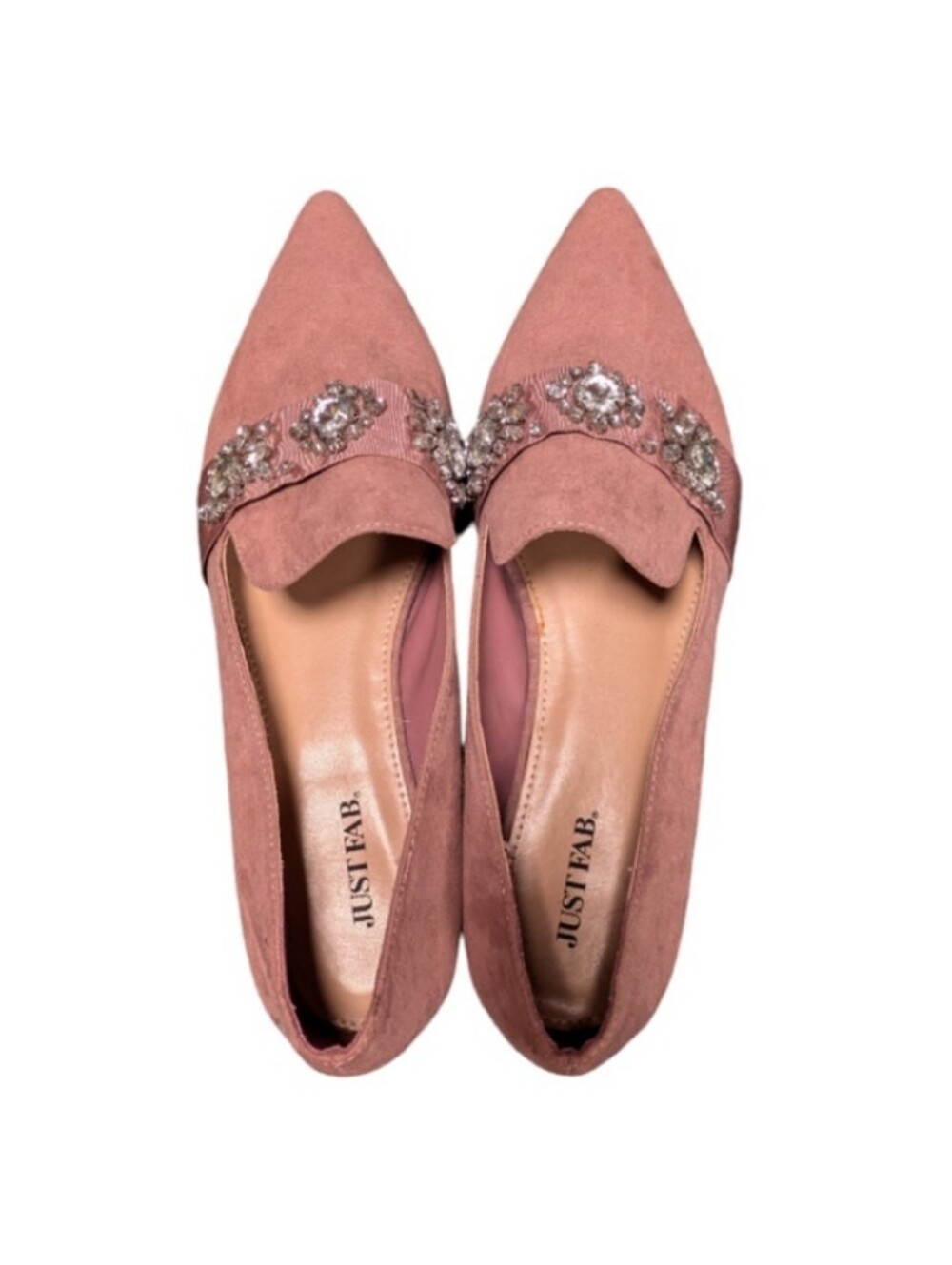 JustFab Dusty Rose Crystal-Embellished Pointed Flats